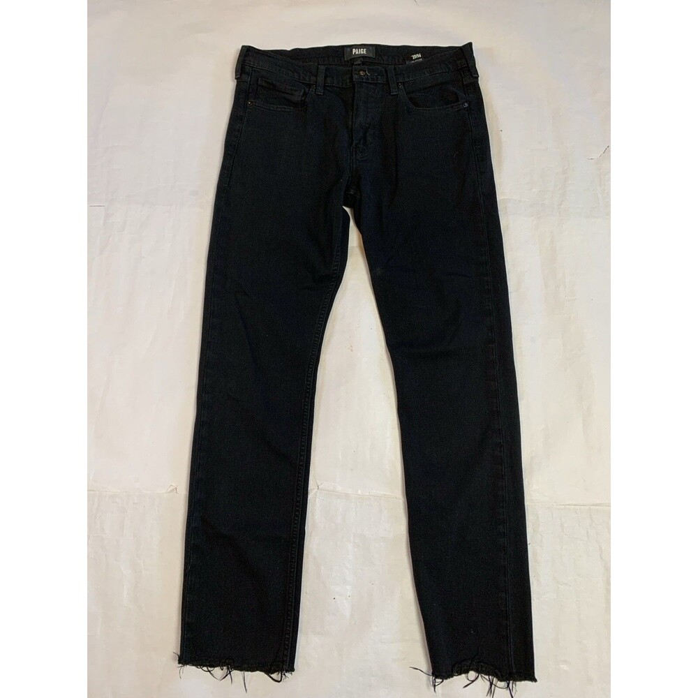 🌻 2 for $20🌻 Paige Jeans Men 32x30 Black Shadow Lennox Straight Raw Hem Grunge